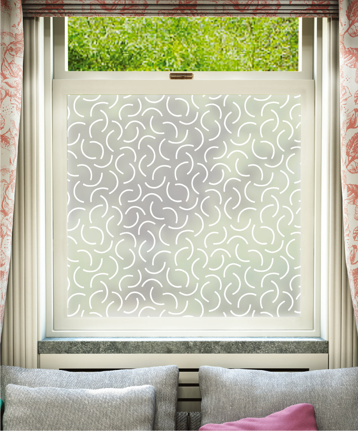 White printed frosted window film with Tarn pattern by designer MissPrint.