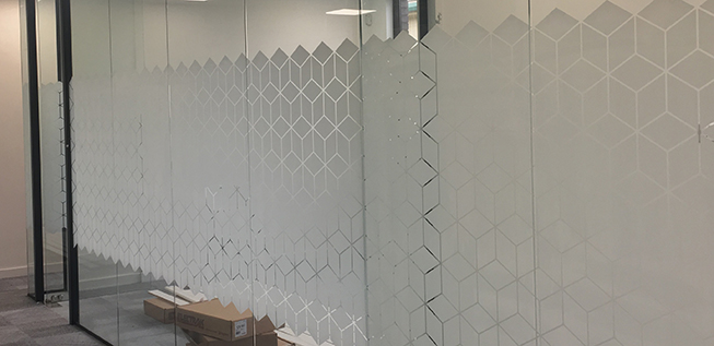 Glass manifestation markings bespoke geometric design