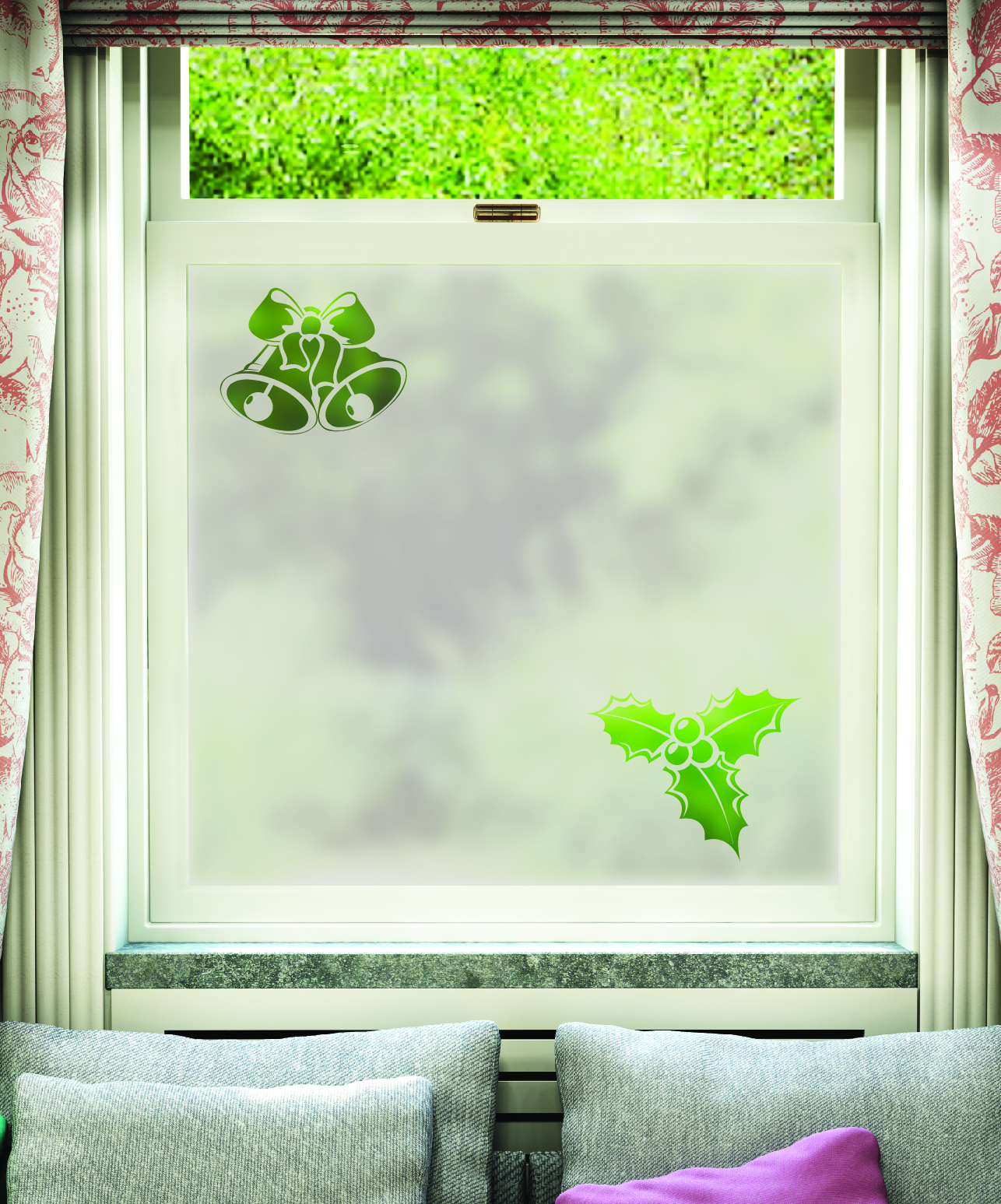 Cut Christmas Bells & Holly Design 006