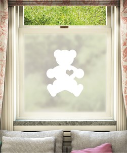 Teddy Bear Window Film White Design
